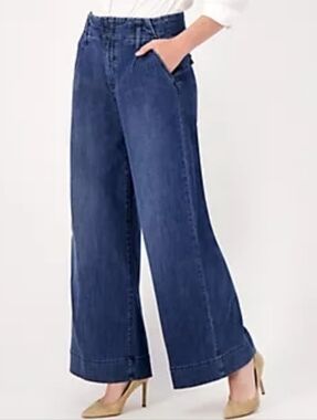 NYDJ Higher Rise Mona Wide-Leg Denim Trousers Reminiscent Size 10